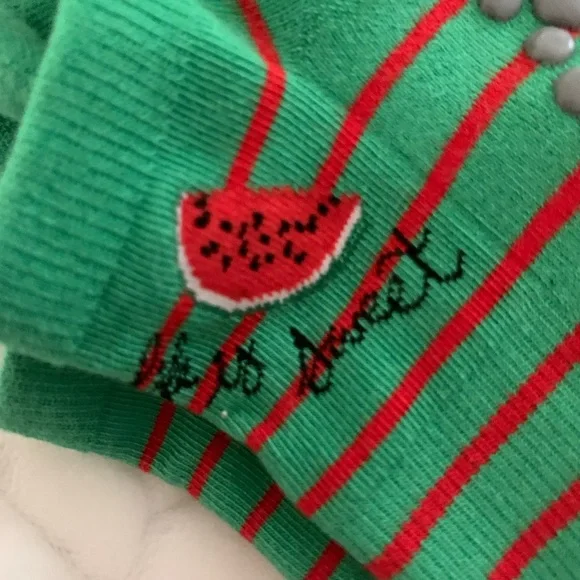 Pure Barre  Green and Red Sweet Striped Grip Socks [Small] - Picture 3 of 4